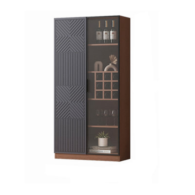39.37" Luxury Solid Wood Wine Cabinet, Living Room Sideboard with Glass Doors, Freestanding Wine Display Storage Cabinet