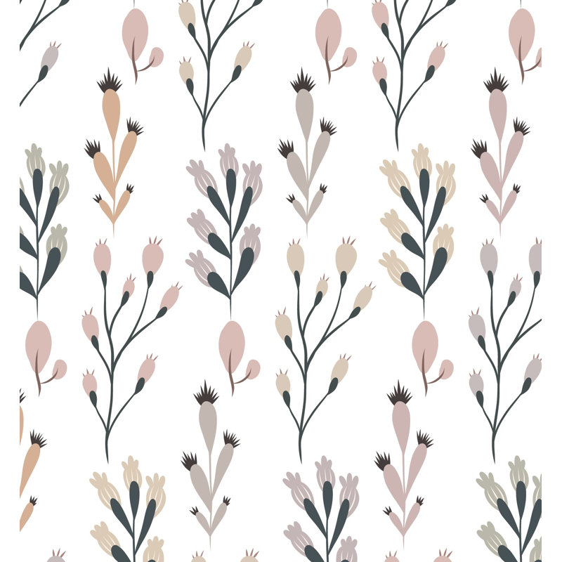 Papier peint blanc, botanique minimaliste, Non-Woven Non-Pasted