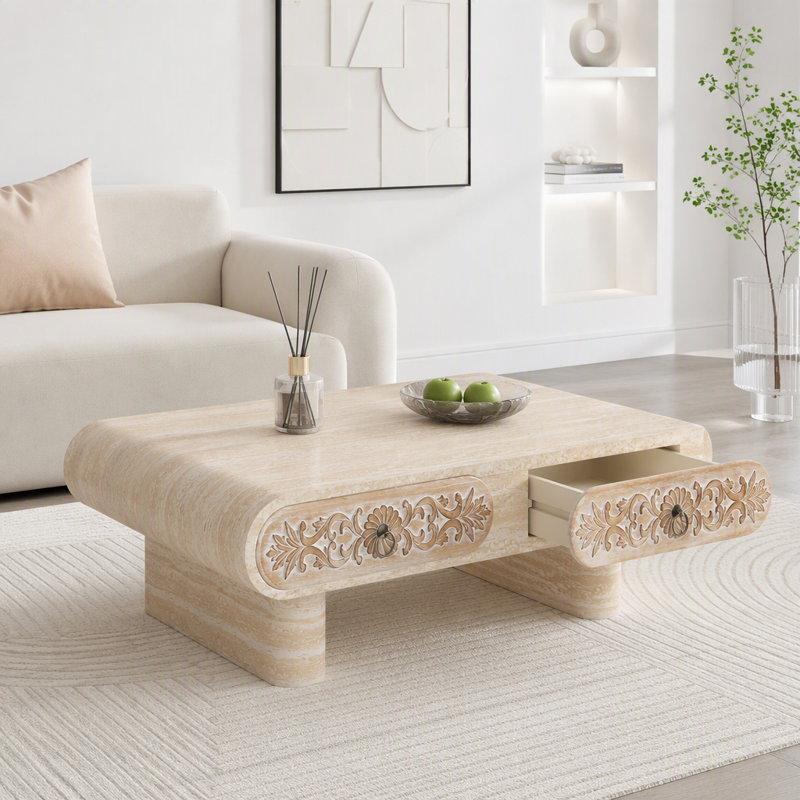 Table basse à plateau relevable avec rangement caché, 48,62 lb, Beige / Jaune