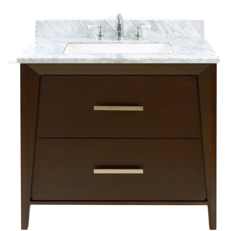 Ensemble de meuble-lavabo de salle de bain simple 36 po Vanmatre, Carrara, Espresso