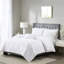 Ensemble de housse de couette 4 pièces en coton croisé - très grand / très grand, blanc, édredon 100% édredon-120649307