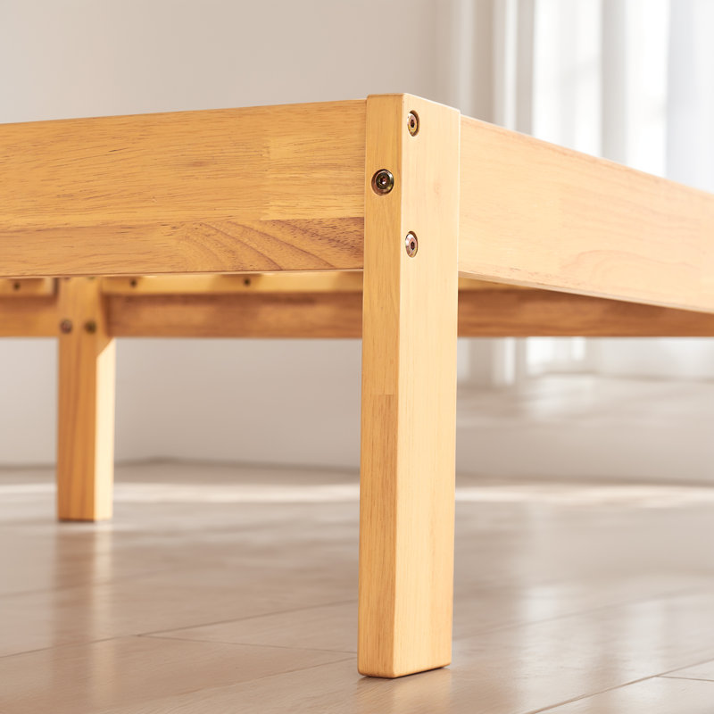 12 Inch Solid Wood Platform Bed Frame with Headboard, No Box Spring Needed and Easy Assembly, Natural, Twin
