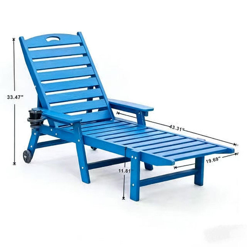 Outdoor Chaise Lounge Chair with 4-Position Adjustable Backrest 360 LBS Weight Capacity for Patio Poolside Deck Beach Backyard