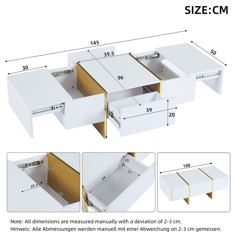 Coffee Table with Storage, White