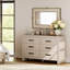 Commode 6 tiroirs pour la chambre à coucher, commode double en bois de 53 po de large avec grands tiroirs, commode rustique de style campagnard, rangement en chêne pour le salon,-869497972