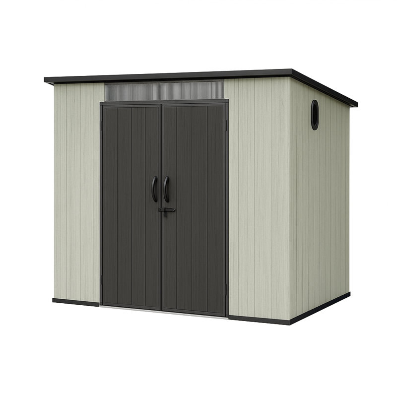Remise de rangement durable en résine de 6 pi x 8 pi avec lanterneau, gris, pour l'extérieur