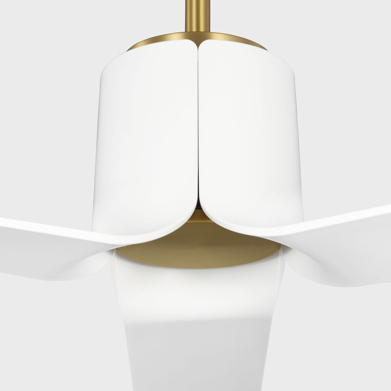Visual Comfort Fan Peel Smart 52 LED Indoor Ceiling Fan with Threaded Downrod, Matte White ABS blades and Handheld Remote
