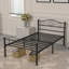 Single Double Platform Bed Frame, Metal Beds with Headboard and Footboard, Heavy Duty Steel Slats Support, Black/Pink-253607889-253607895
