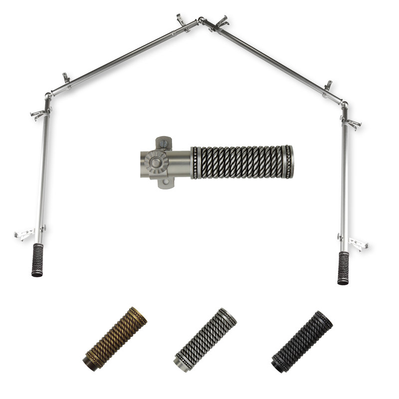 Tringle à rideaux simple à baie vitrée ajustable de 28 po à 48 po Joslyn, Nickel satiné, 18 po à 28 po (chaque côté)