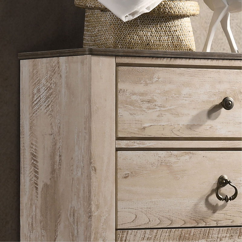 Contemporary Patched Wood Top 5-Drawer Chest