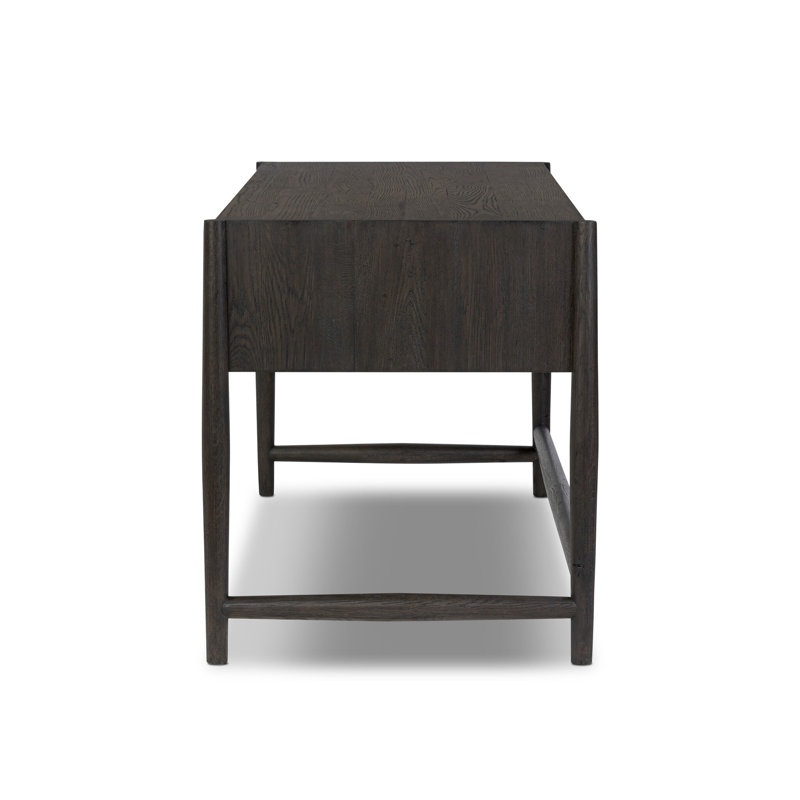 Glenview Solid Wood Writing Desk, Smoked Black Oak