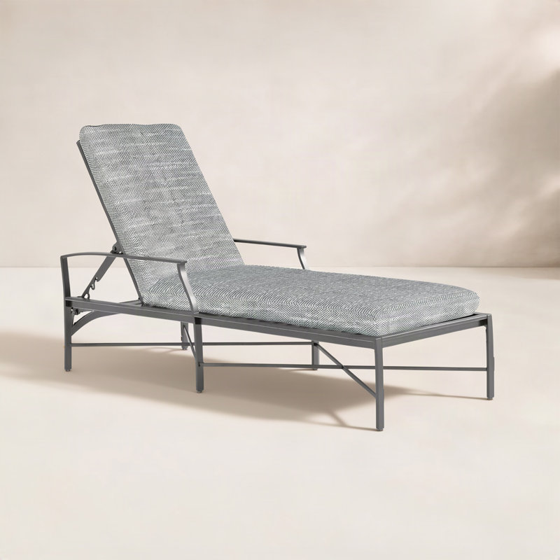 Chaise longue en aluminium Monaco - gris ardoise, InsideOut® Rollo ‑ lin argent, Welt, Gris ardoise