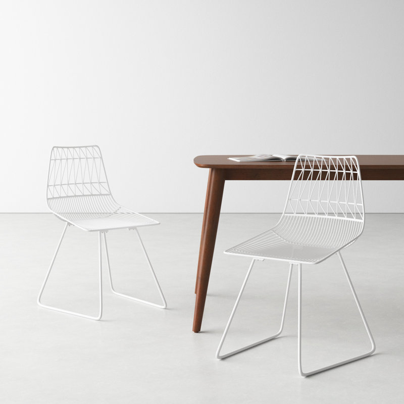 Samir Metal Cross Back Side Chair in White