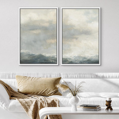 Beach And Waves " Duotone Blue Oak Woodest Tree Rings Wilderness " 2 - Pieces