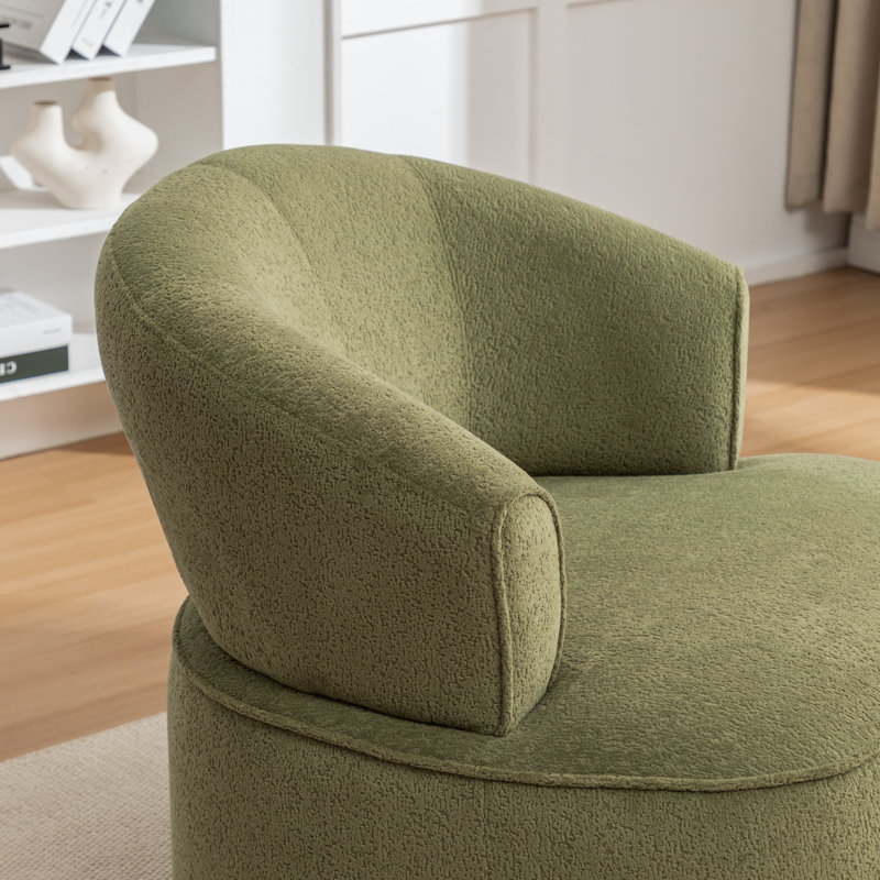 Fauteuil pivotant rembourré en polyester de 33 po de large Armelda, Polyester vert