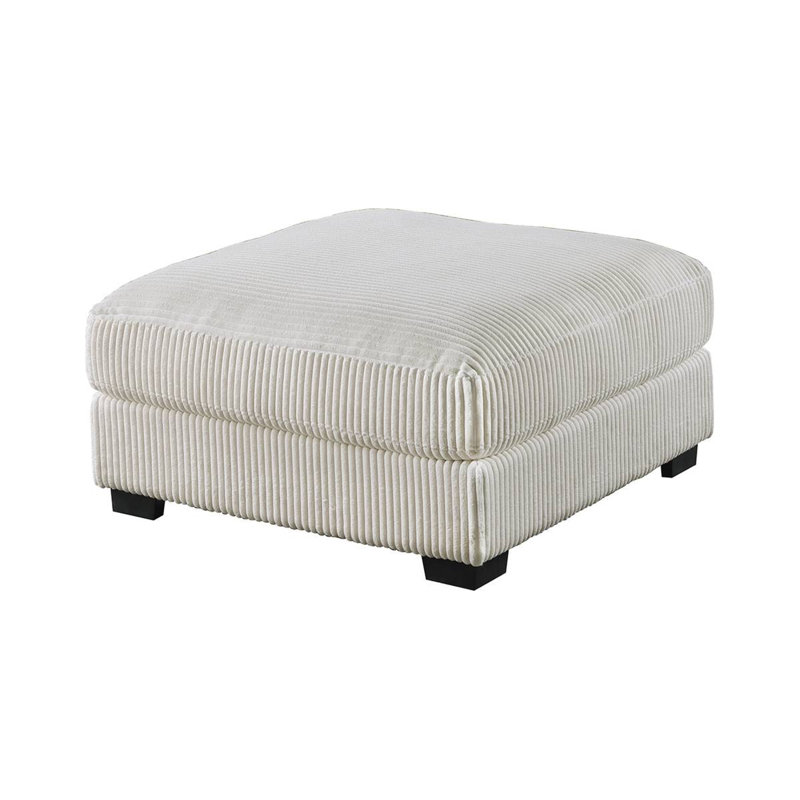 Repose-pieds rembourré Alberico, Velours côtelé beige