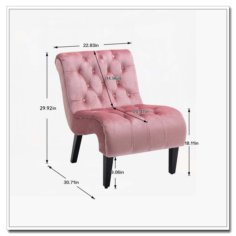 Chaise de salon en velours sans accoudoirs, Rose