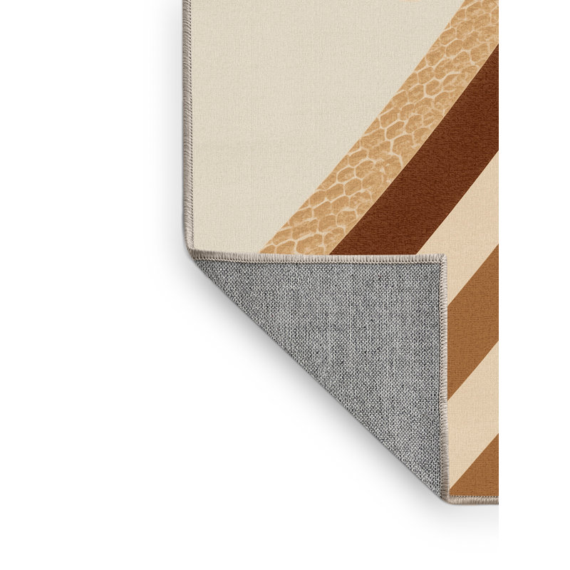 Tapis rayé beige lavable à la machine Peirsen Sidewinder, 4 x 2