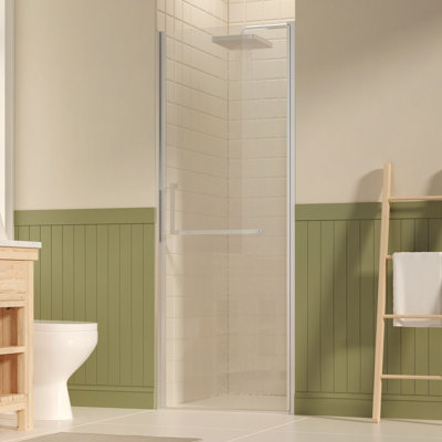 27-28" W ×72" H Frameless Shower Door, Swing Shower Glass Doors With 1/4"(6Mm) SGCC Clear Tempered Glass,Explosion-Proof Film, Reversible Installation