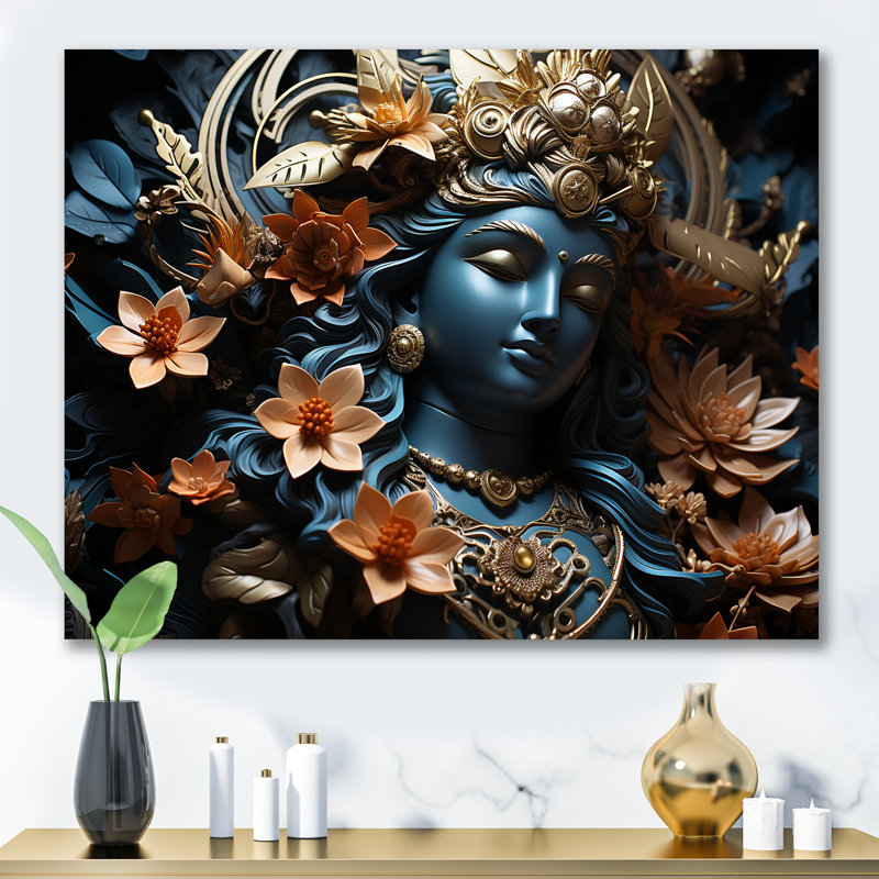 " Hinduism Kubera Treasure Topaz God ", Wrapped Canvas, 34" H x 44" W x 1.5" D