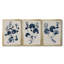 Bleu marine et feuilles de lin II - ensemble de 3 peintures sur toile encadrées-1815478776-1815478754