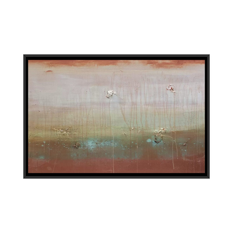 Art mural sur toile tendue ondulations en cuivre, H 18 po x l 26 po x P 1,5 po, Toile avec cadre noir, Pas de tapis