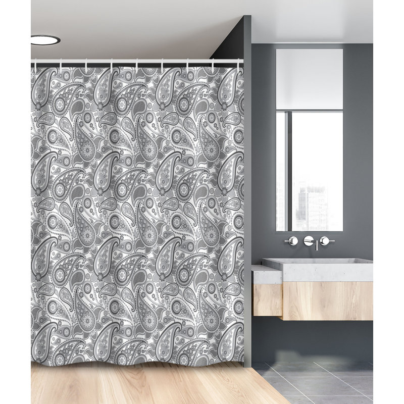 Paisley Shower Curtain with Hooks Included, 72" H x 36" W, Ilio Paisley