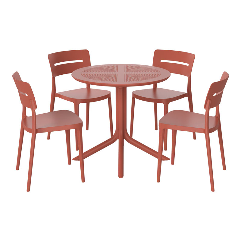 Ensemble repas extérieur pour 4 personnes, Rouge