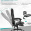 Fauteuil de bureau à massage à 7 points de vibration, fauteuil de direction haut dossier avec support lombaire, repose-pieds, hauteur réglable, noir-1445051057