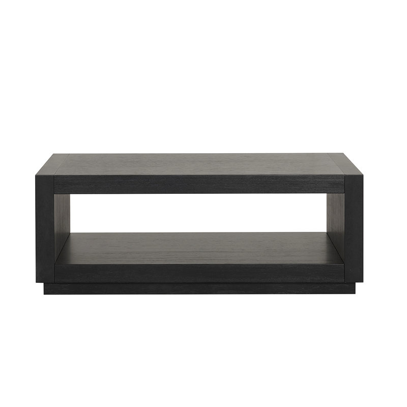 Table basse rectangulaire de style contemporain avec socle et base inférieure ouverte