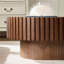 Table basse ovale de 43,70 pouces, panneau de fibres à densité moyenne fabriqué à la main brun moderne, base piédestal