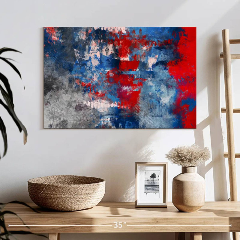 Avery, rouge, bleu, gris et abstrait, H 16 po x l 24 po