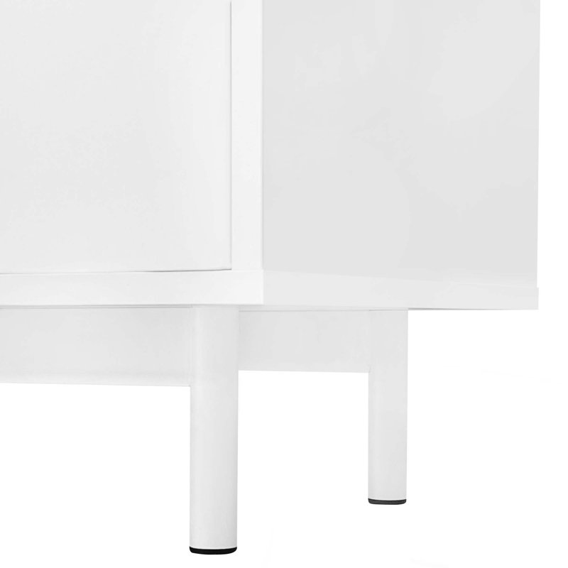 Armoire de rangement à motif de vagues avec 2 portes et 2 tiroirs, buffet avec tablette réglable, Blanc