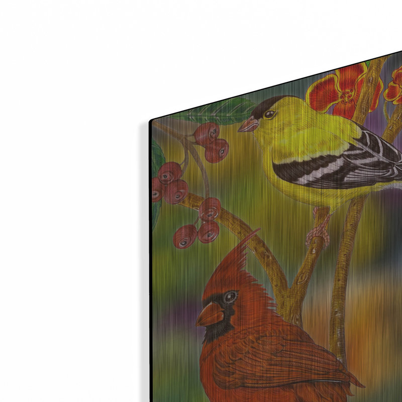 «Song Birds Collage» par Tim Jeffs, art mural en métal, H 24 po x l 36 po