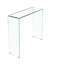 Console en verre, verre trempé transparent avec bureaux à bords arrondis, table de canapé
