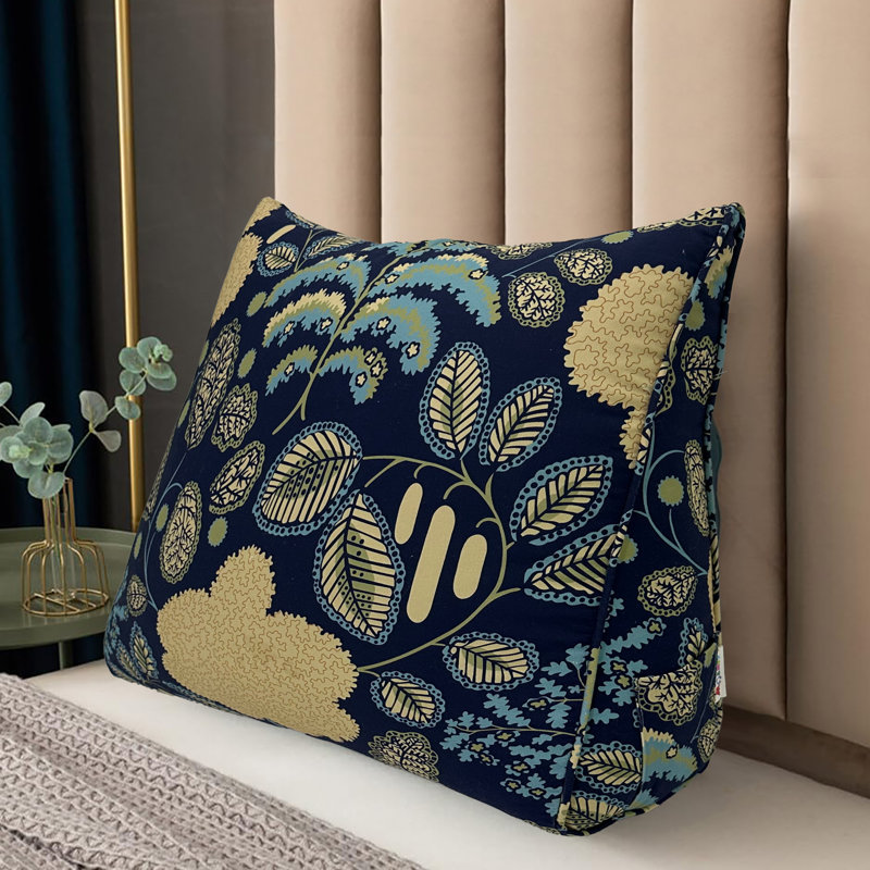 Triangular Backrest Cushion, Yellow/Blue Vine