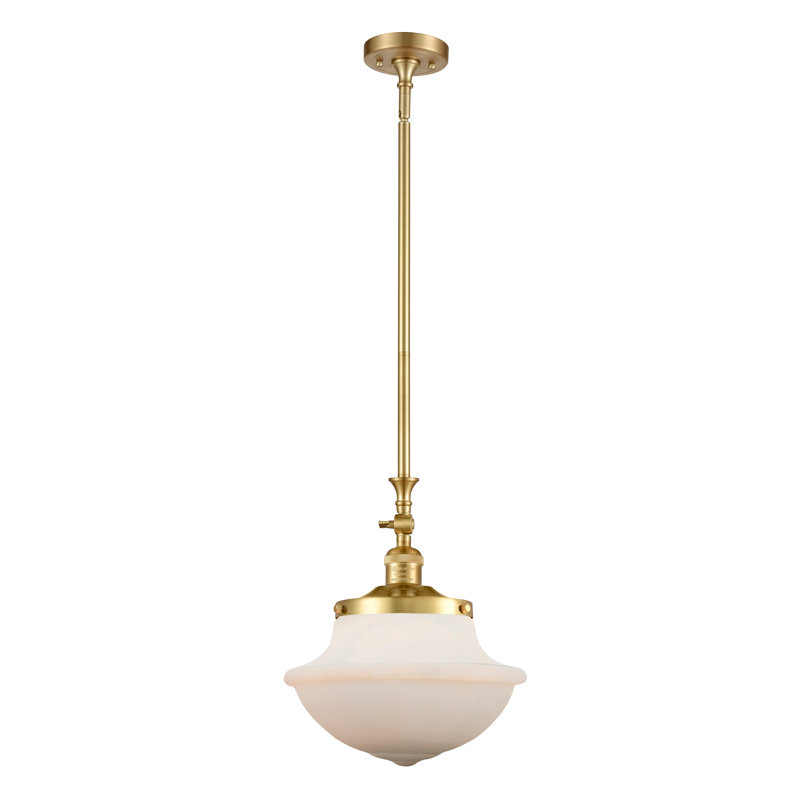 Luminaire suspendu simple à 1 lumière Baptiste, Blanc mat, Ampoule DEL 6 watts Vinage, Or satiné