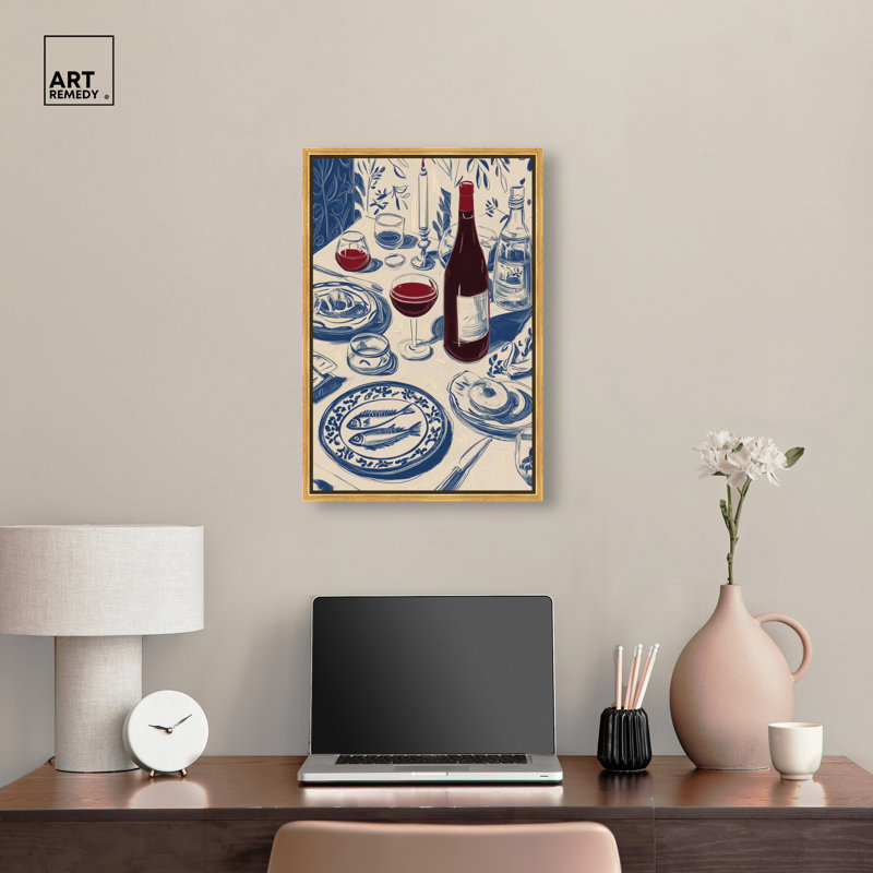 «Dinner I», impression sur toile encadrée par Art Remedy, cadre doré, 16 x 24, H 25 po x l 17 po, Encadrement doré