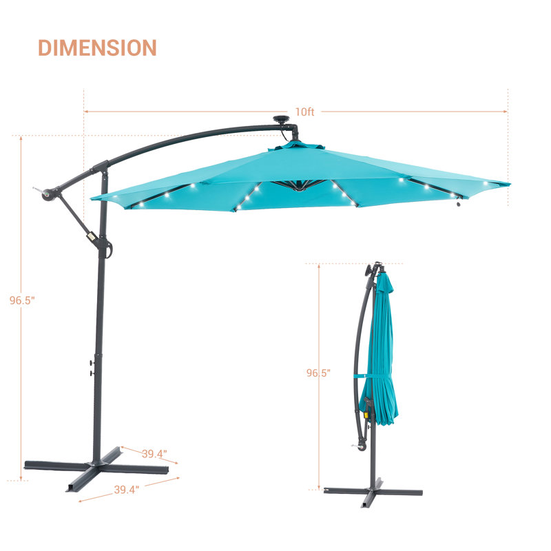 Parasol en porte-à-faux 10 pi Atanase, Turquoise