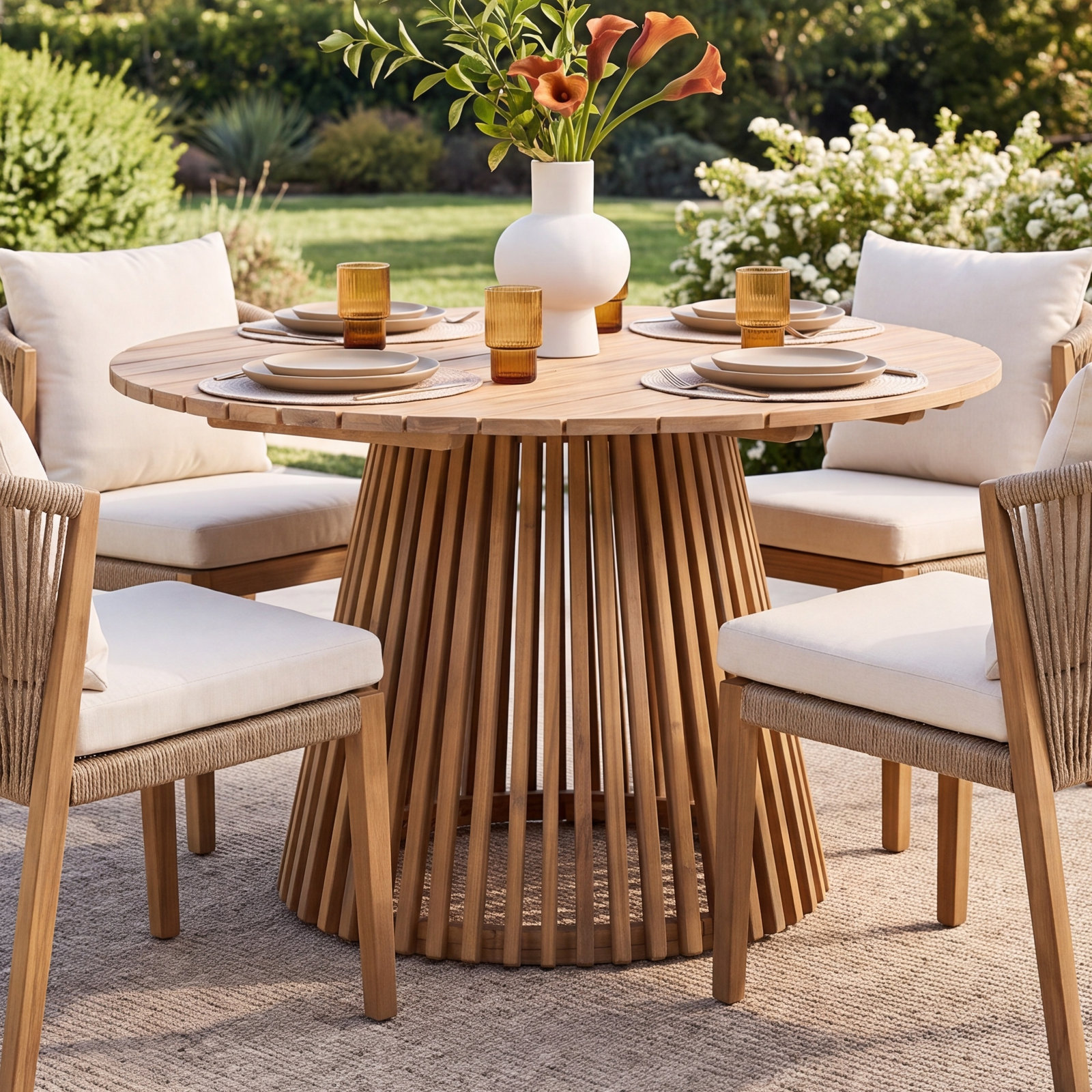 47" Acacia Patio Dining Table, Brown
