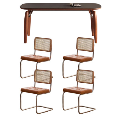 Delicate Retro Rock Slab Boxwood Dining Table Set