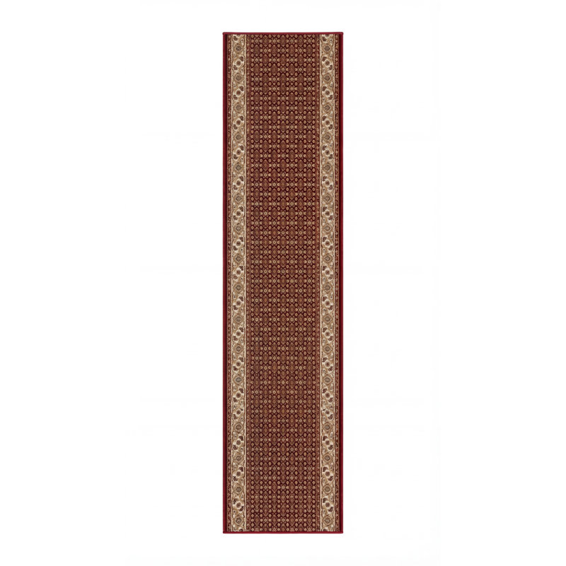 Rug Branch Faris 2' x 18' (2'3" x 18') Red/Beige Persian Medallion Indoor Runner Rug, Traditional, Low Pile, Stain-Resistant Hallway Carpet - Entryway, Mudroom, Bedroom, and Kitchen