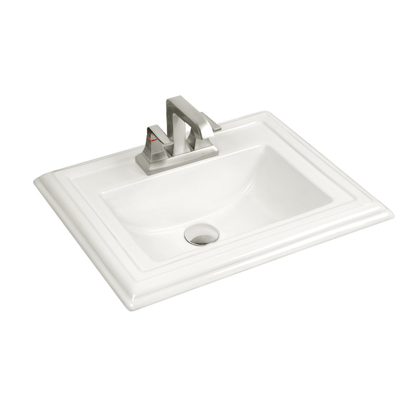 Dekorman 17.6'' White Ceramic Rectangular Bathroom Sink with Overflow