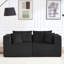 Causeuse moderne en velours côtelé avec mousse durable à haute densité, deux coussins décoratifs et porte-gobelets intégrés pour un confort ultime-349966401