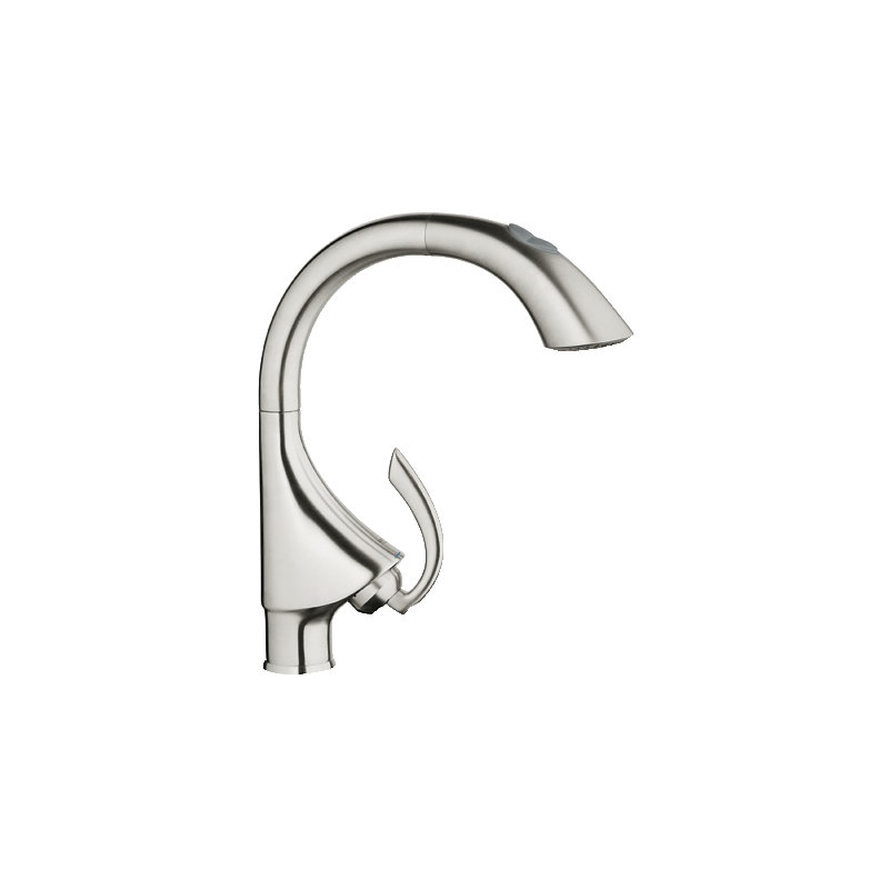 Robinet de bar à tirette standard avec® silkmove K4, Acier inoxydable / jet noir