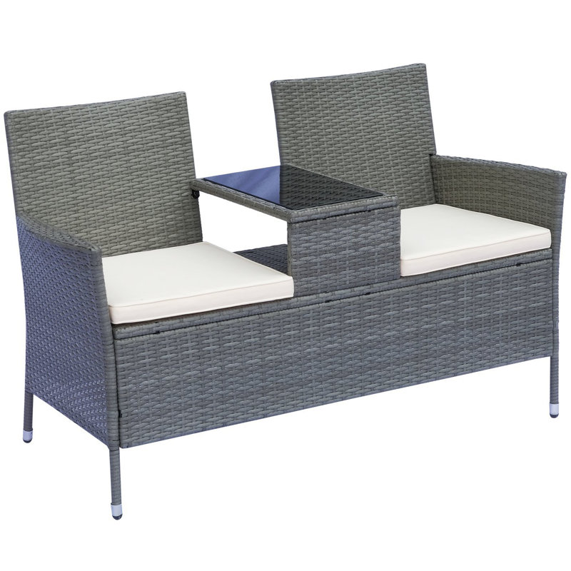 Yatendra Rattan Love Seat, Grey