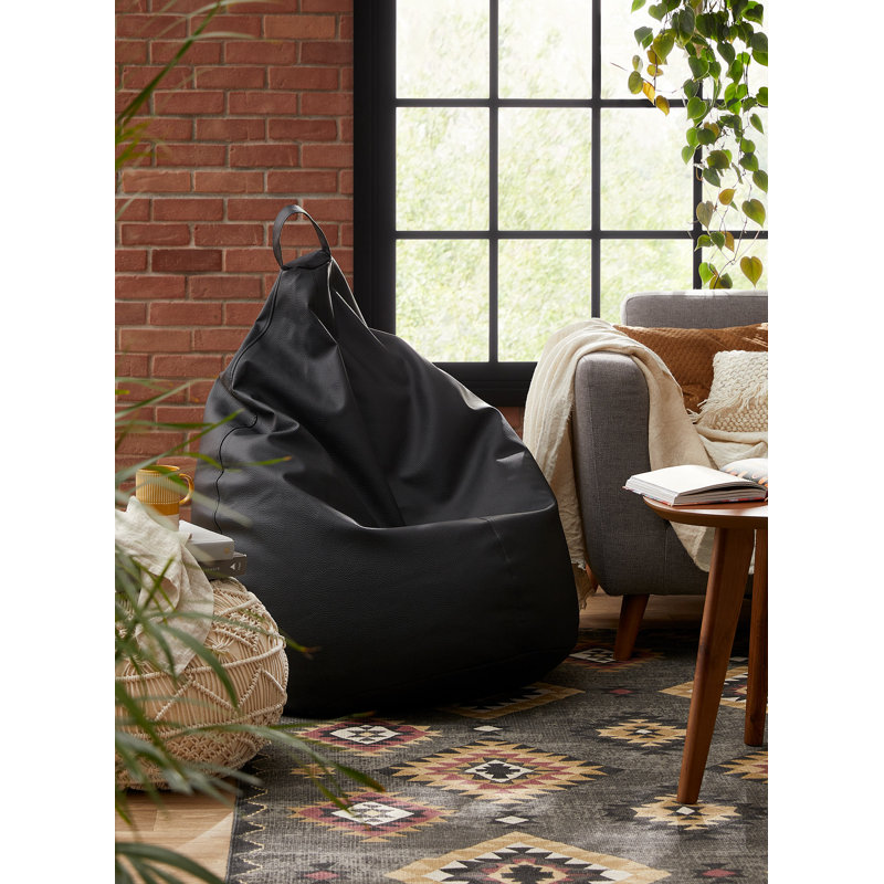 Fauteuil à billes standard en similicuir classique, Similicuir noir