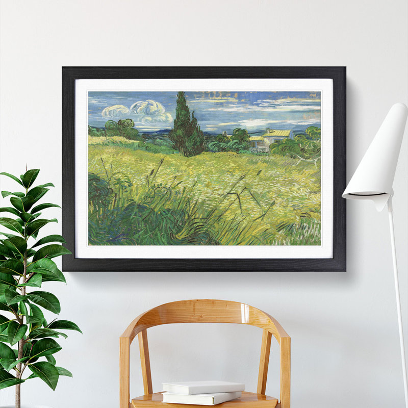 Green Field by Vincent Van Gogh - Framed Print, Black Framed, 48cm H x 65cm W x 2cm D