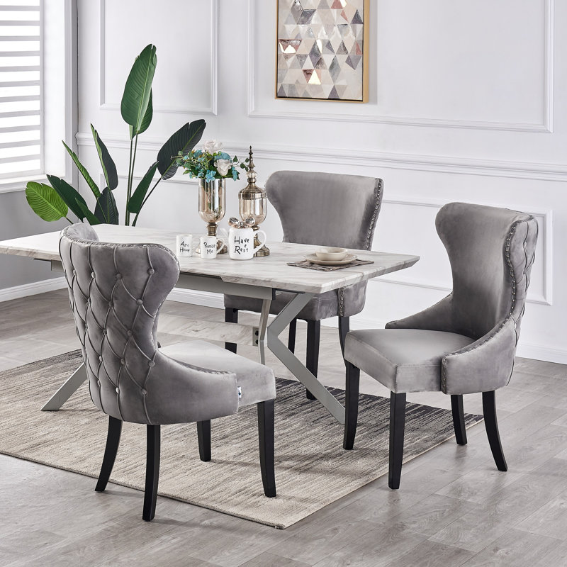 Anisur Extendable Solid Wood Top Dining Table, Light Grey, Grey
