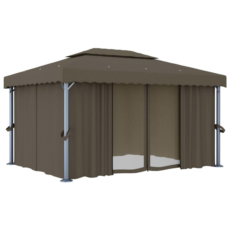 Otterson Metal Patio Gazebo, 3.5m H x 4m W x 3m D, Taupe